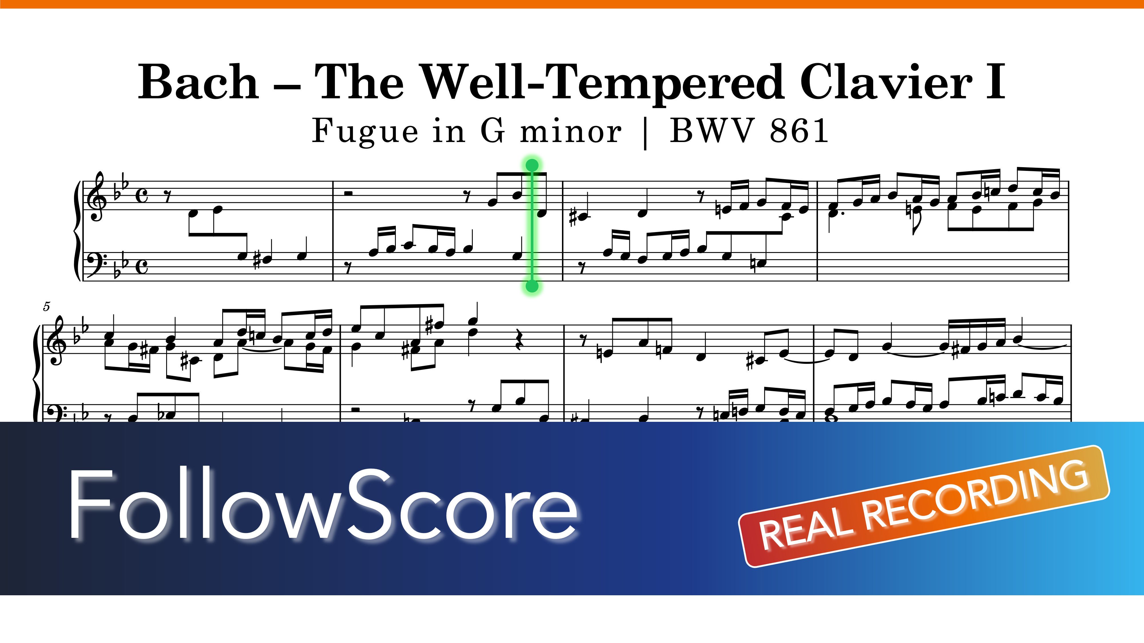 Fugue example: The Well-Tempered Clavier I: Fugue in G Minor, BWV 861