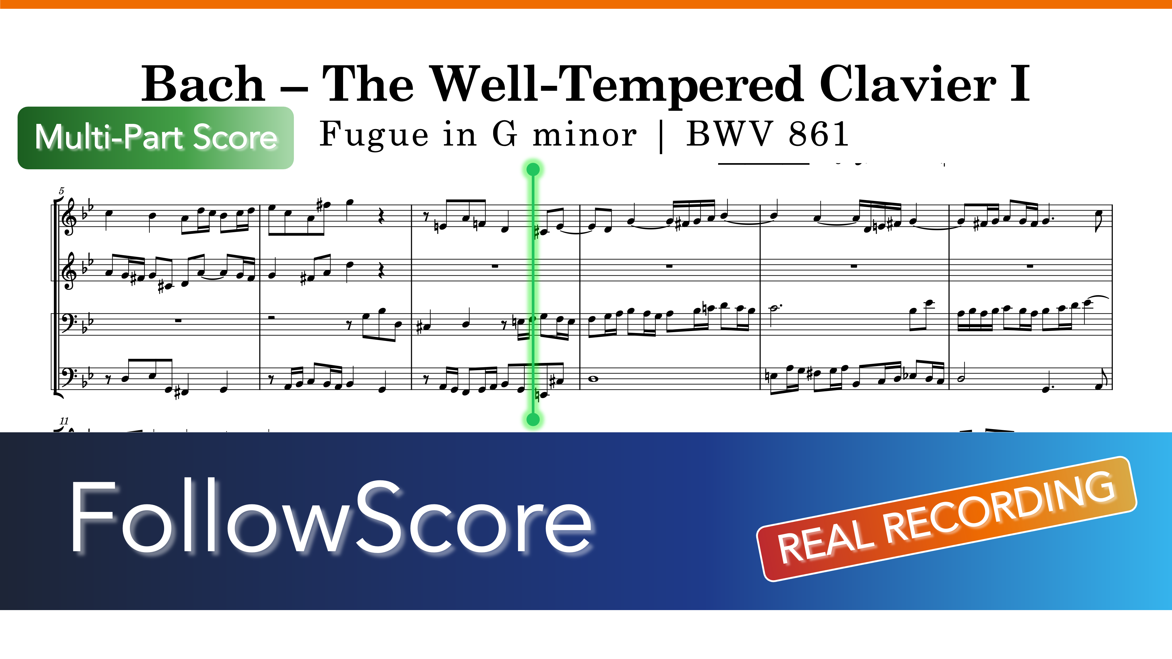 Multi-Part Score: The Well-Tempered Clavier I: Fugue in G Minor, BWV 861