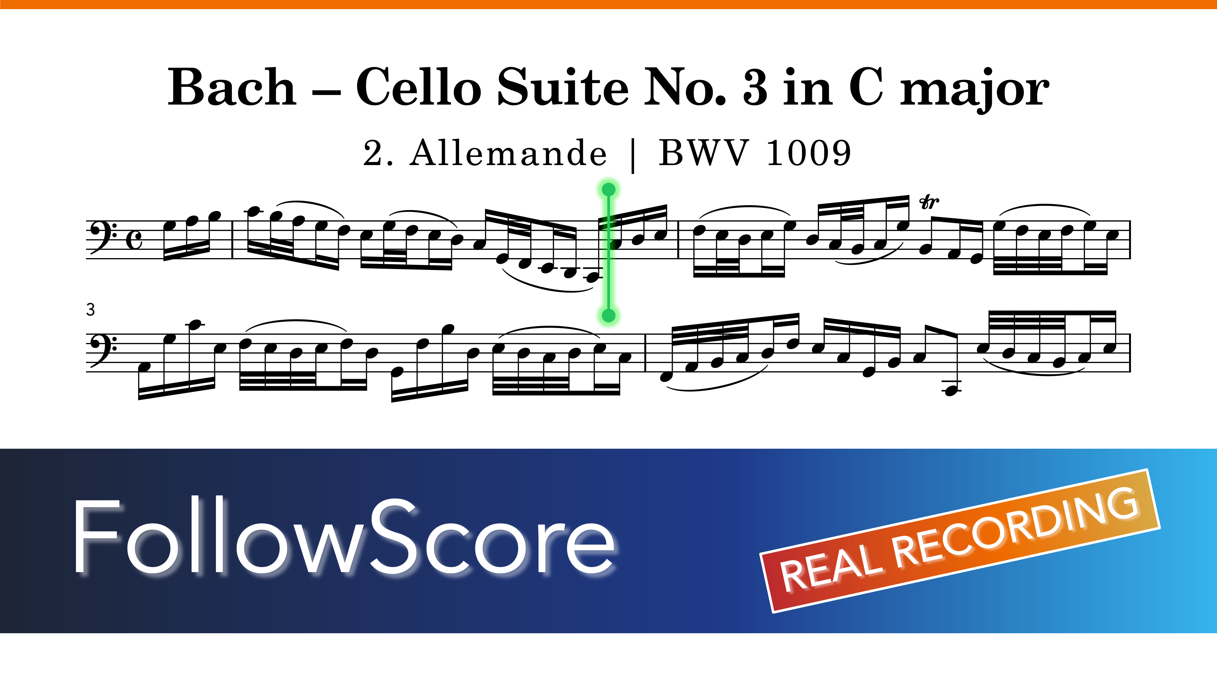 Cello Suite No. 3 in C Major, BWV 1009 — Allemande — Cello