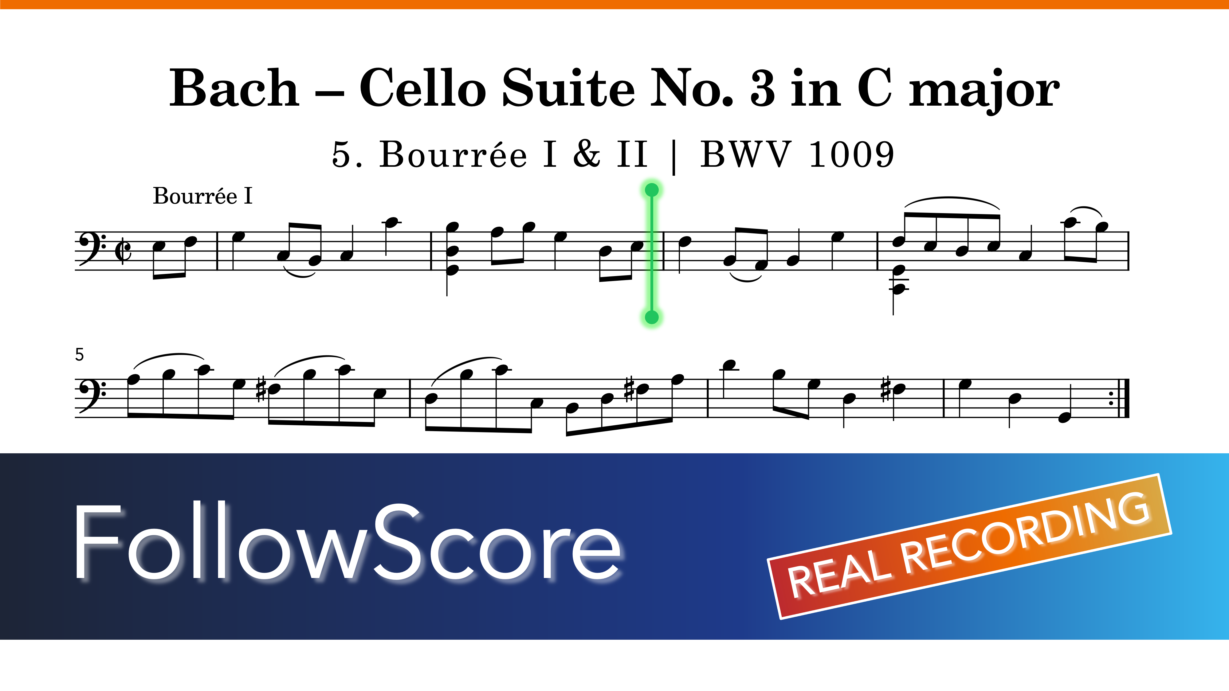Cello Suite No. 3 in C Major, BWV 1009 — Bourrée I & II — Cello