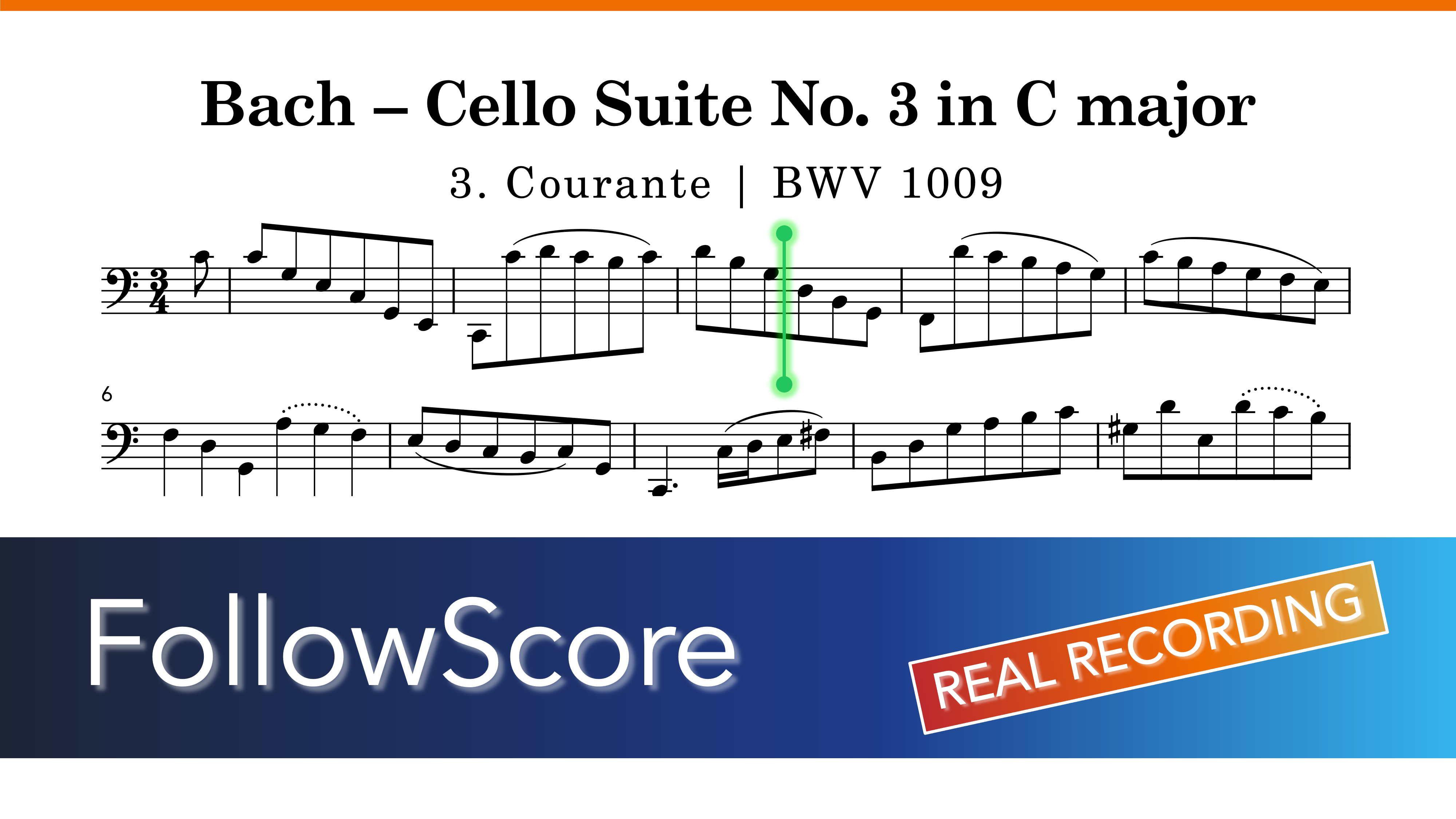 Cello Suite No. 3 in C Major, BWV 1009 — Courante — Cello