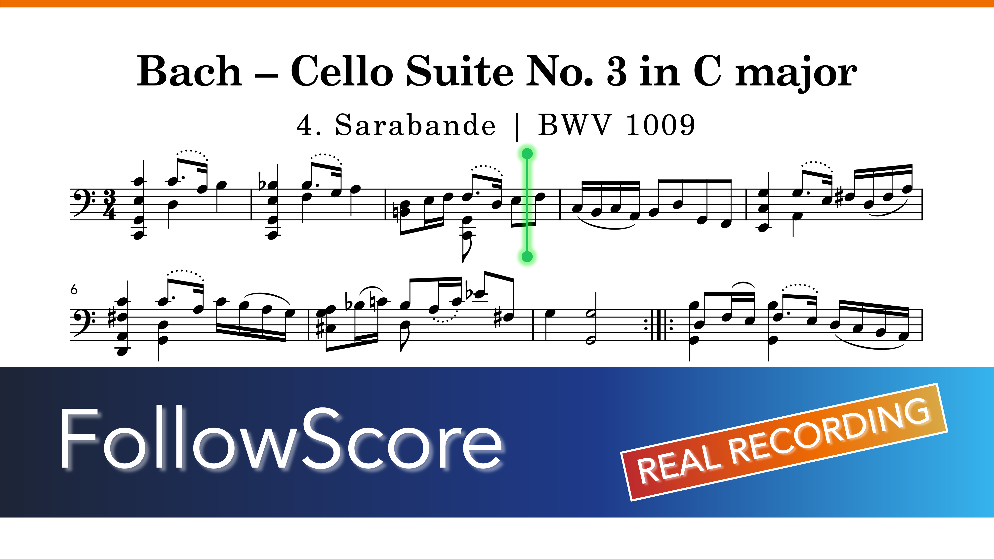 Cello Suite No. 3 in C Major, BWV 1009 — Sarabande — Cello