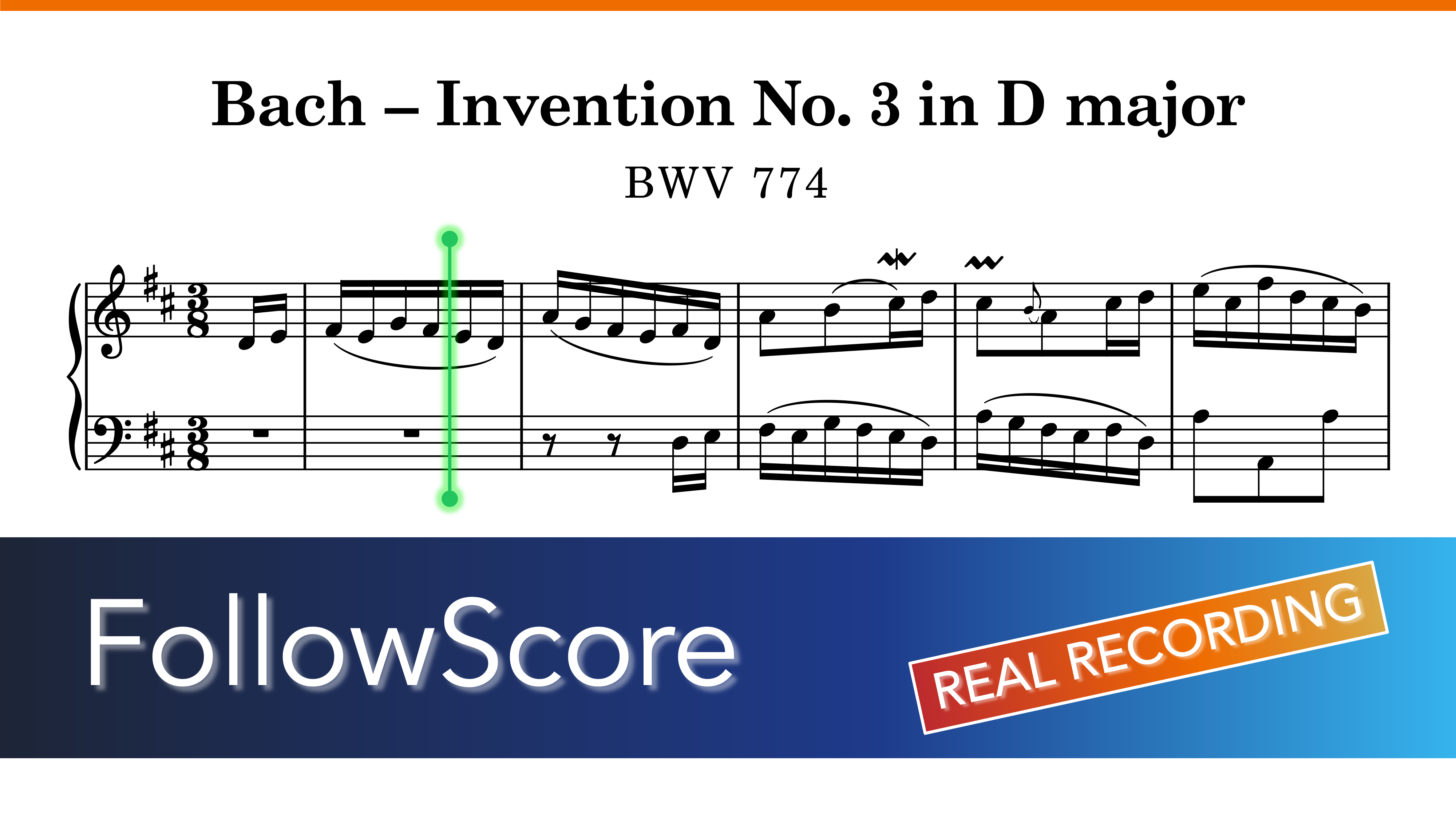 15 Inventions, BWV 772–786 — No. 3 in D Major, BWV 774 — Piano