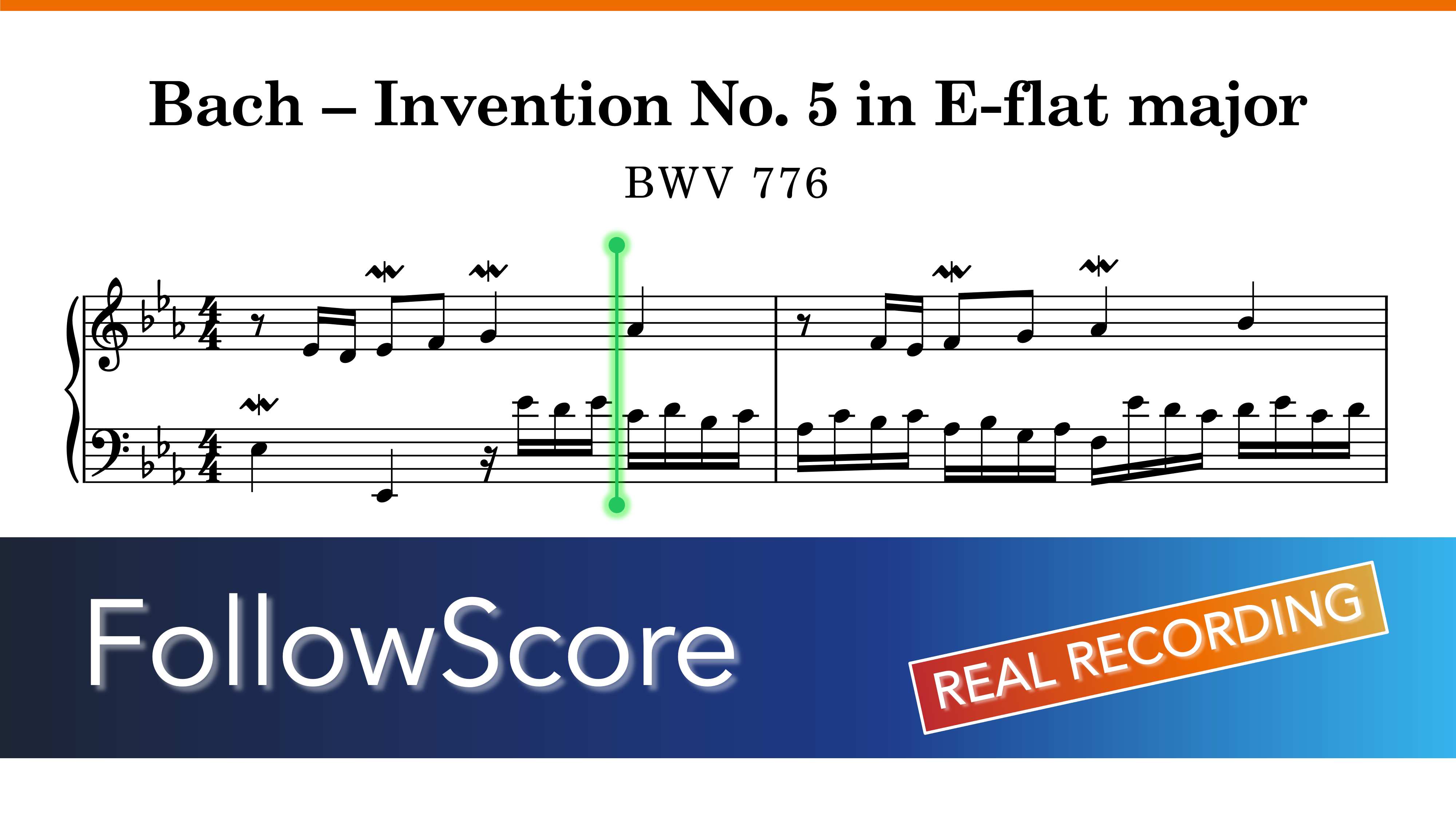 15 Inventions, BWV 772–786 — No. 5 in E-flat Major, BWV 776 — Piano