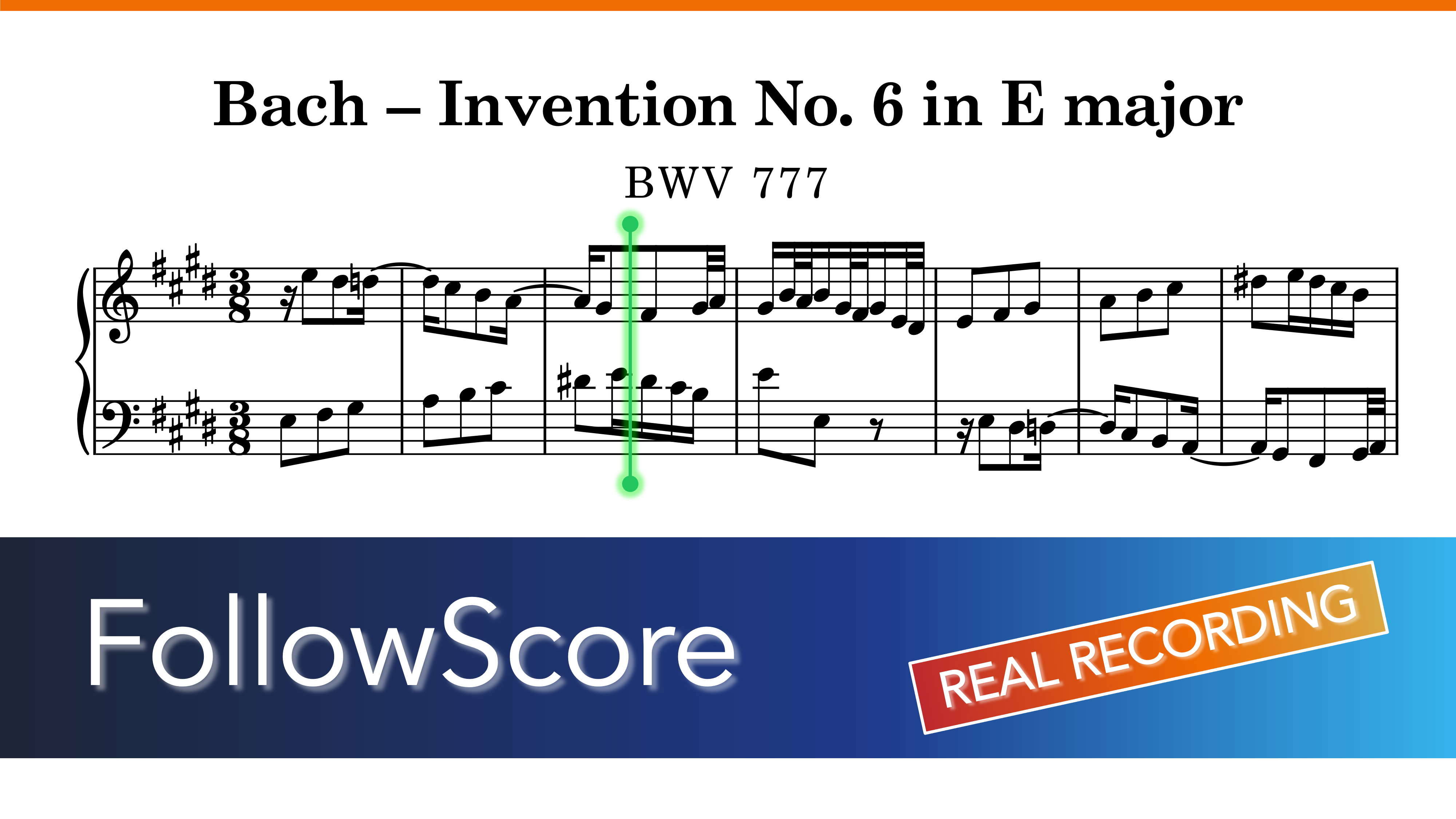 15 Inventions, BWV 772–786 — No. 6 in E Major, BWV 777 — Piano