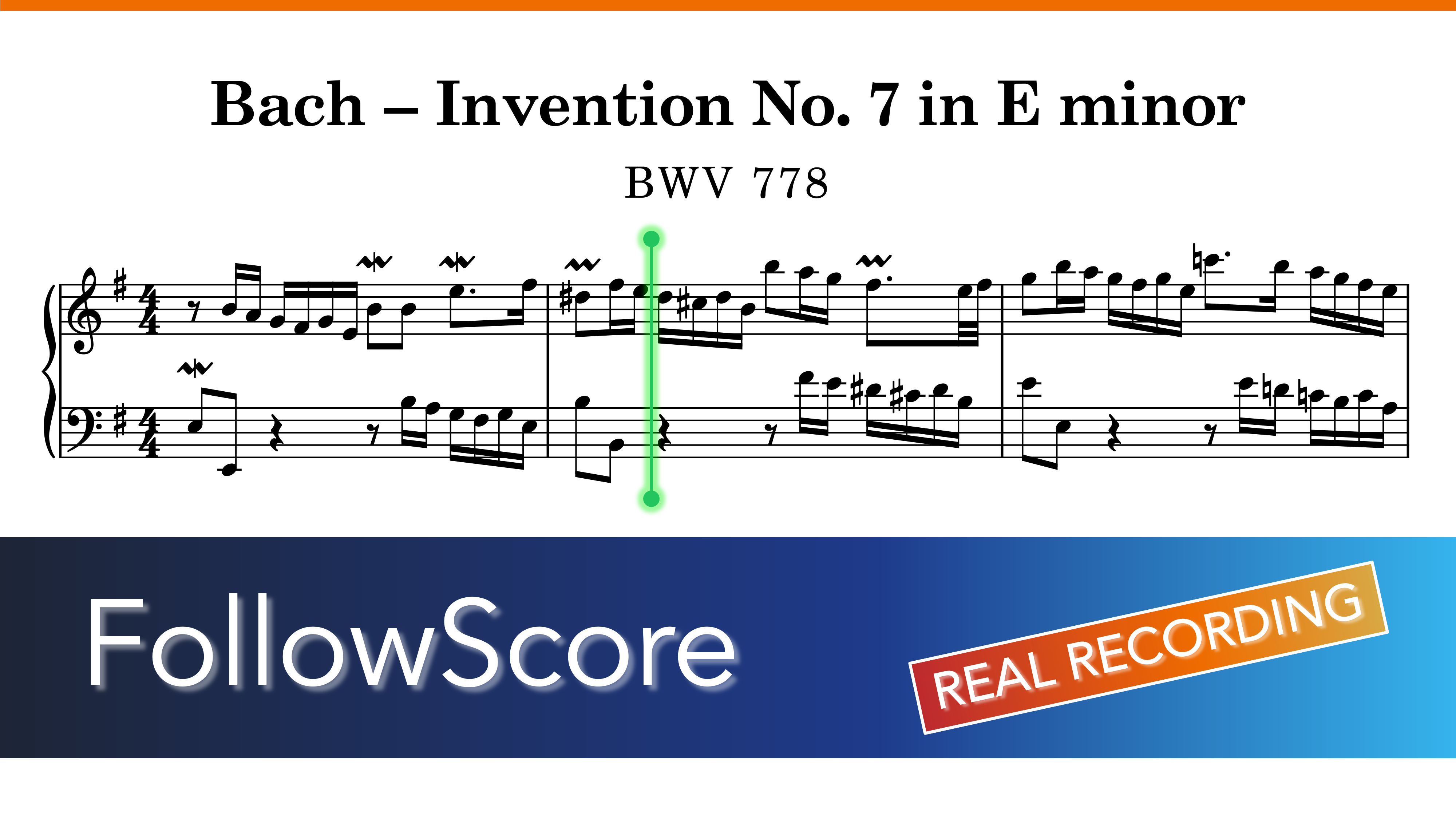 15 Inventions, BWV 772–786 — No. 7 in E Minor, BWV 778 — Piano