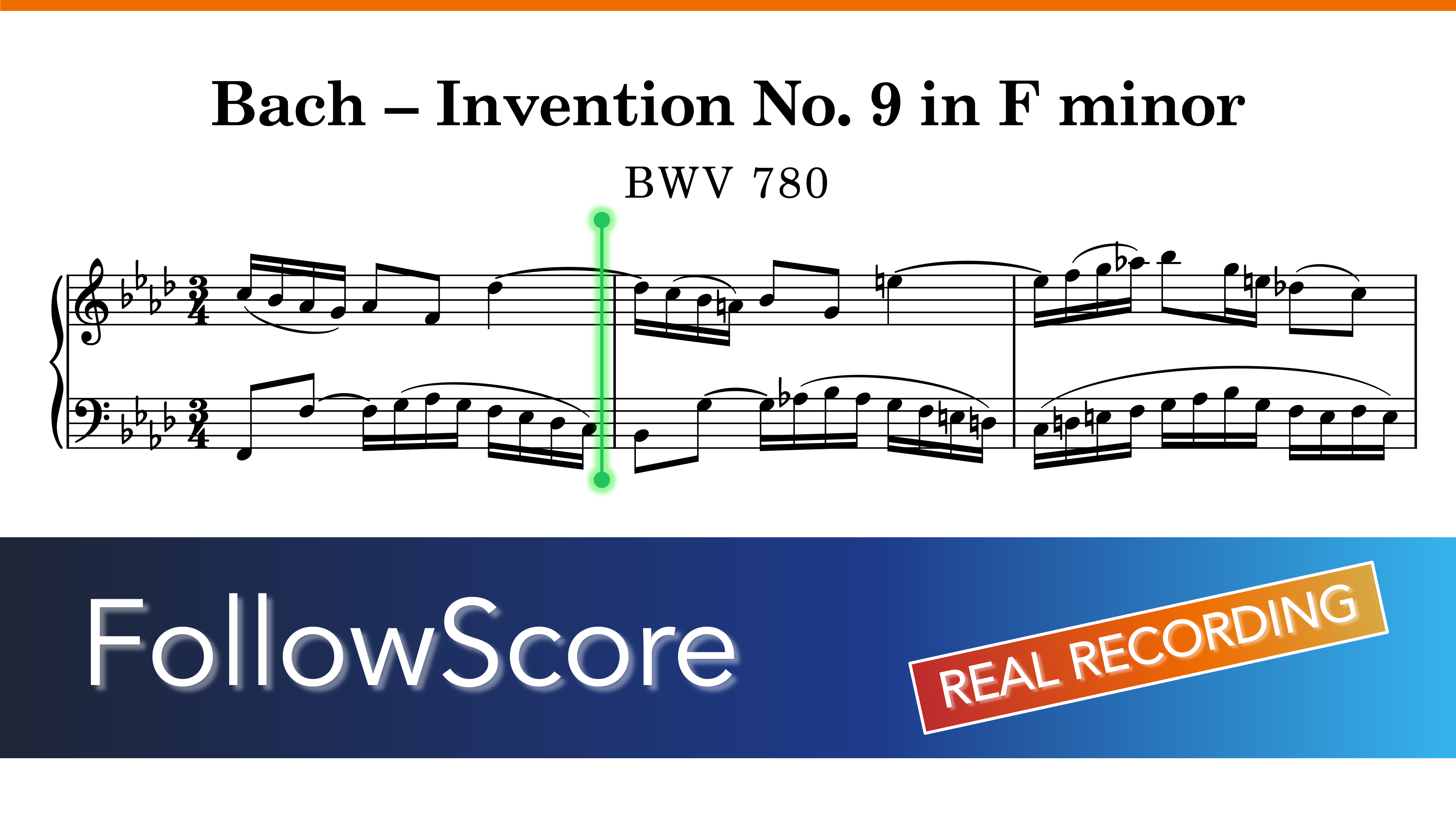 15 Inventions, BWV 772–786 — No. 9 in F Minor, BWV 780 — Piano