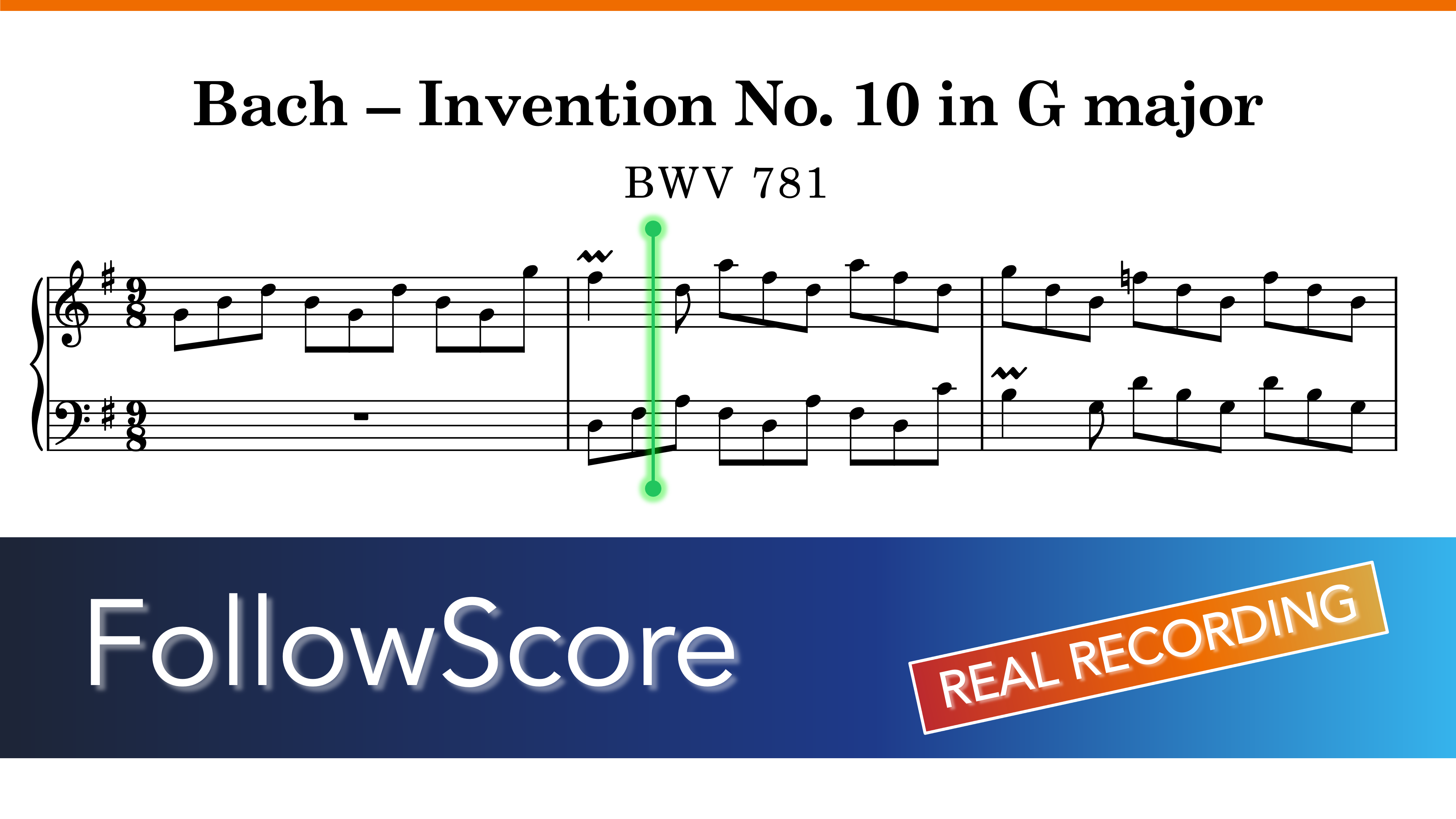 15 Inventions, BWV 772–786 — No. 10 in G Major, BWV 781 — Piano