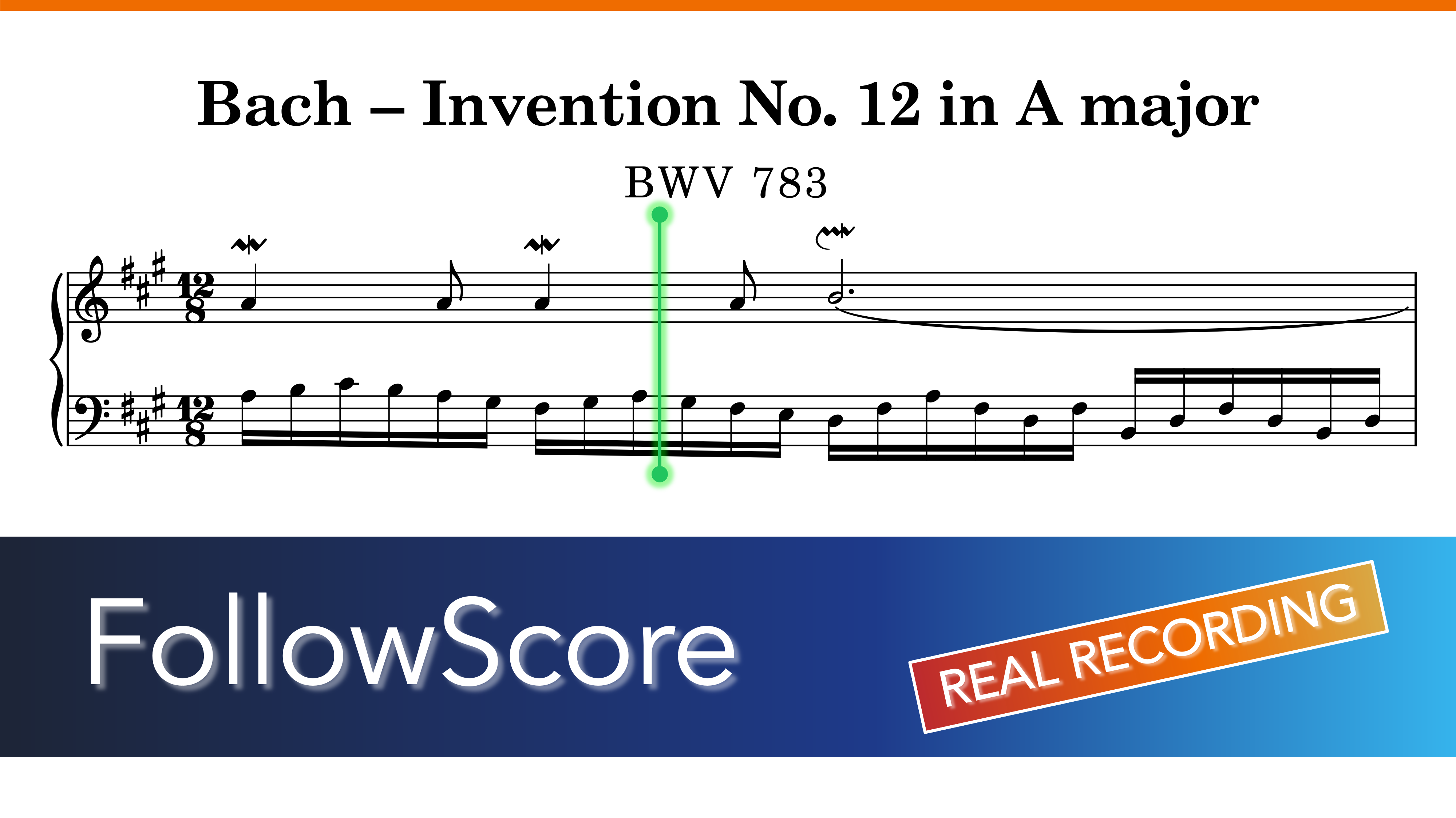 15 Inventions, BWV 772–786 — No. 12 in A Major, BWV 783 — Piano