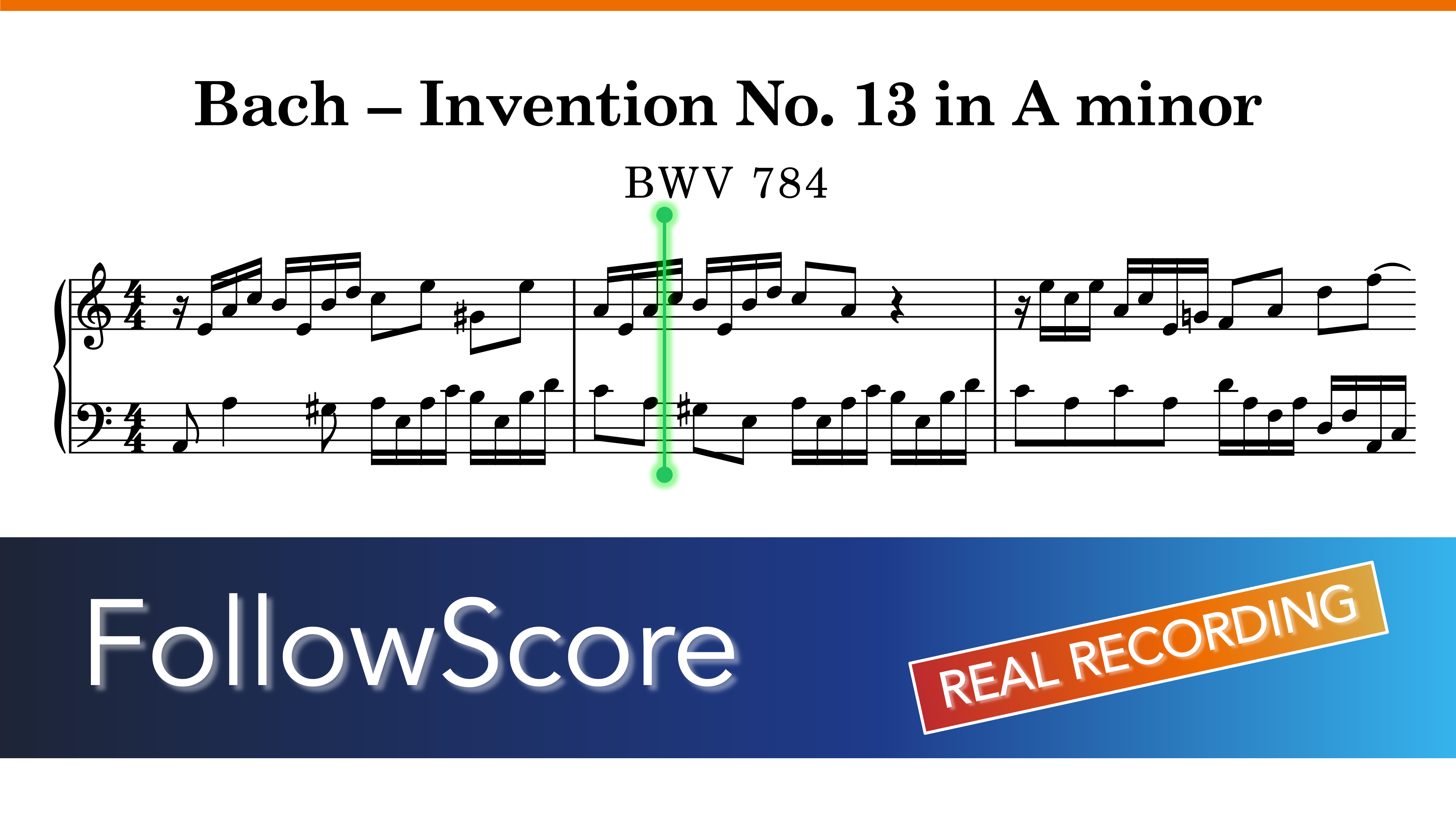 15 Inventions, BWV 772–786 — No. 13 in A Minor, BWV 784 — Piano
