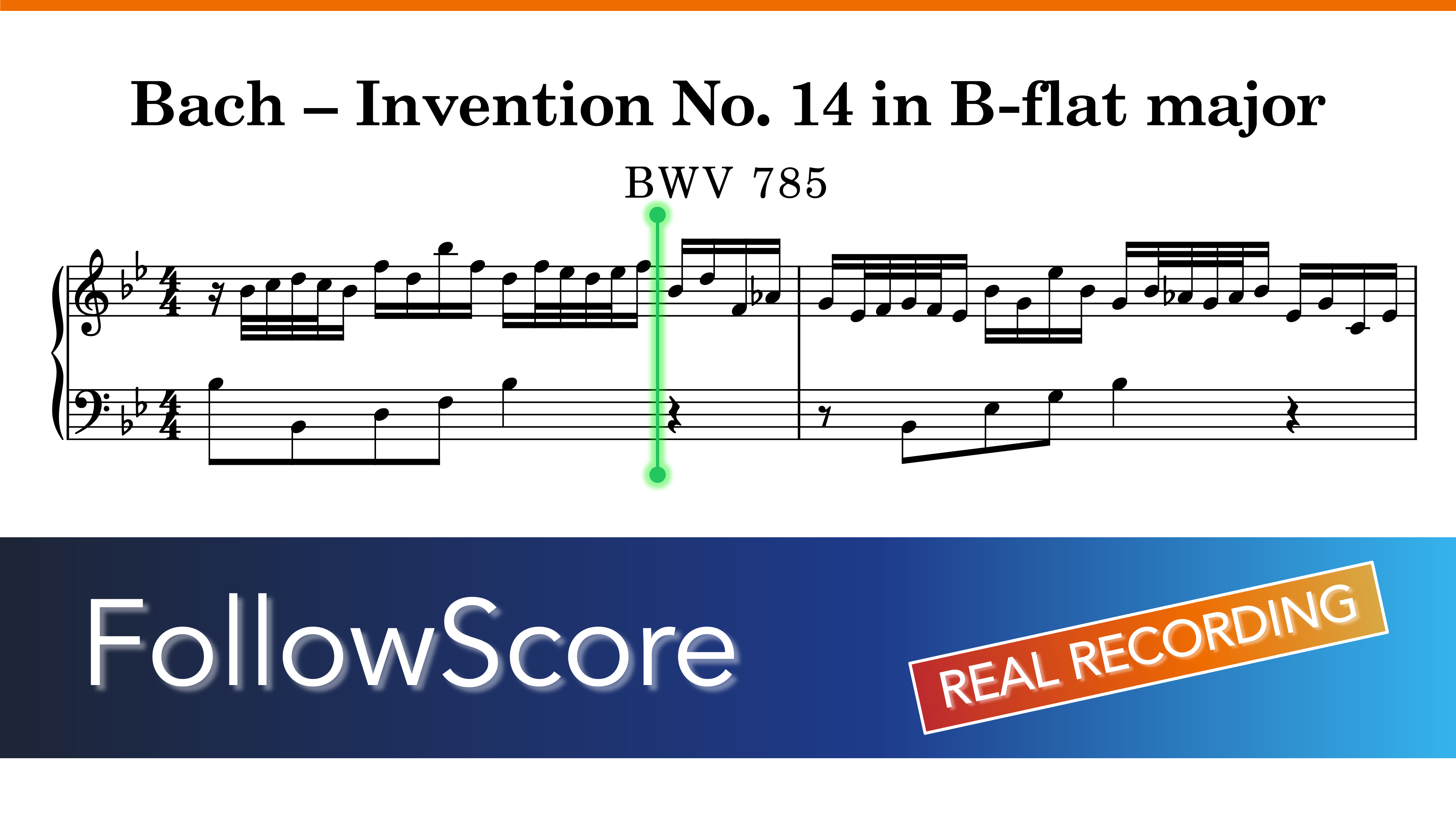 15 Inventions, BWV 772–786 — No. 14 in B-flat Major, BWV 785 — Piano