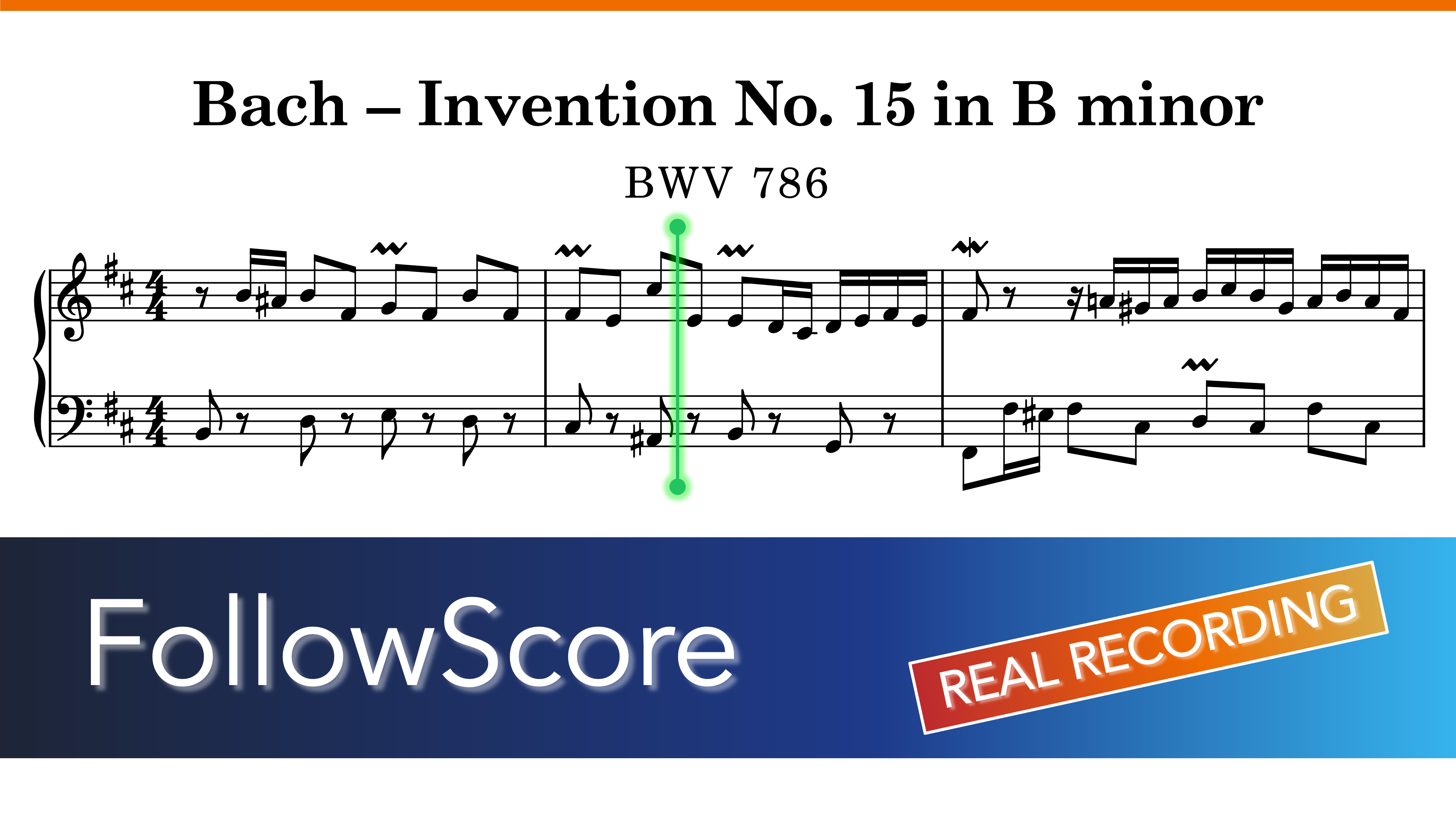 15 Inventions, BWV 772–786 — No. 15 in B Minor, BWV 786 — Piano