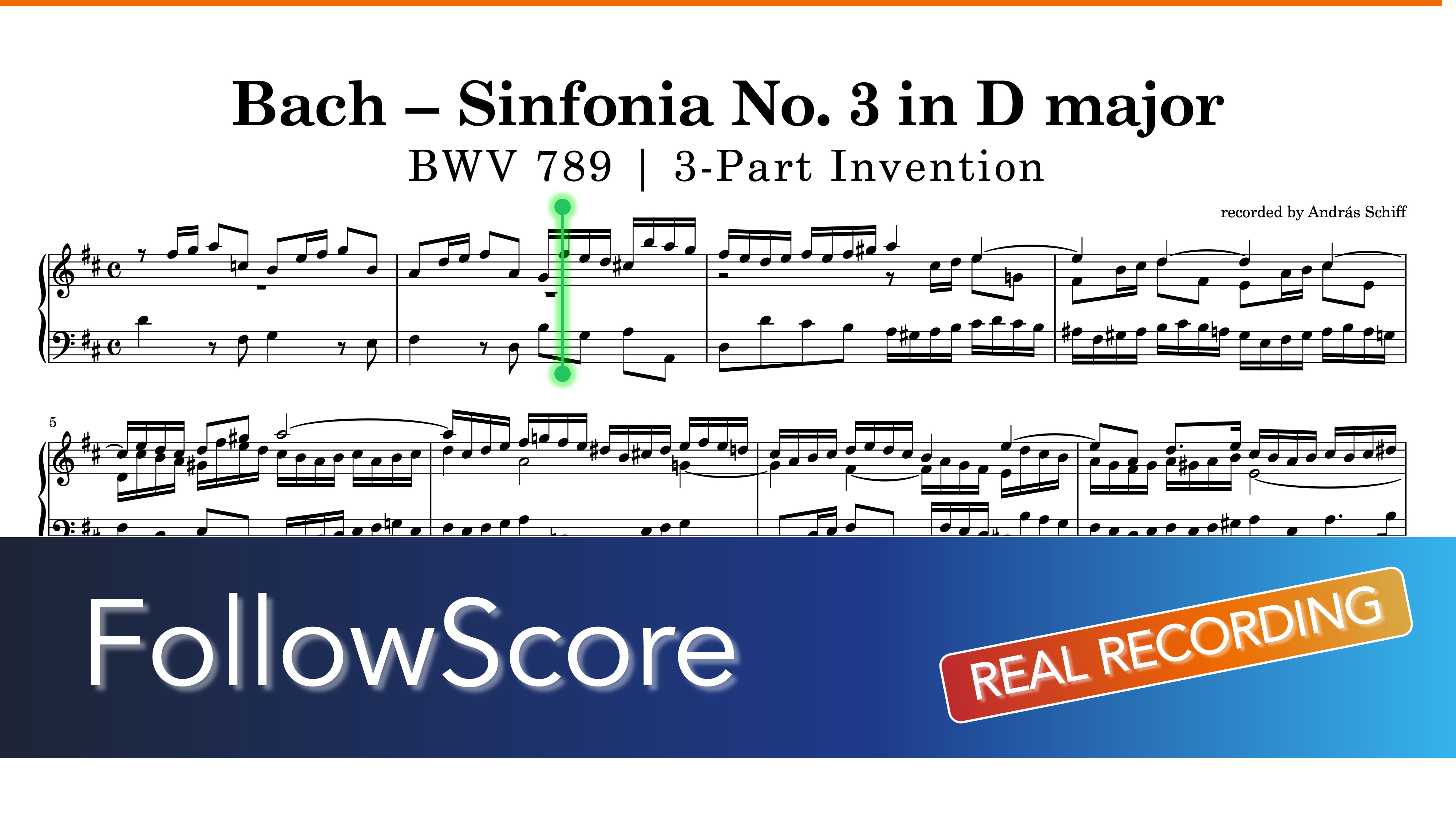 15 Sinfonias, BWV 787–801 — No. 3, BWV 789 — Piano
