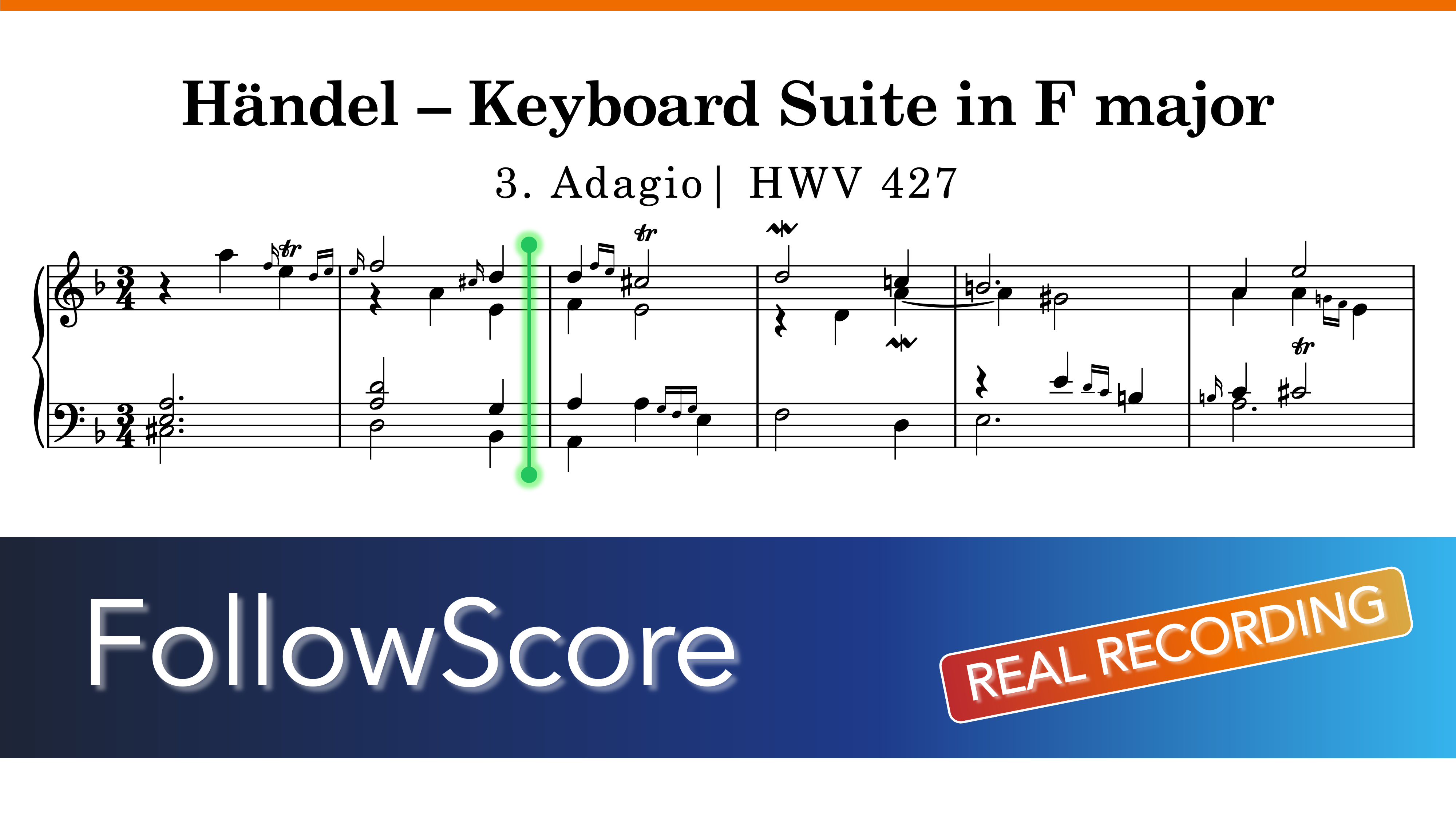 Keyboard Suite in F Major, HWV 427 — III. Adagio — Piano
