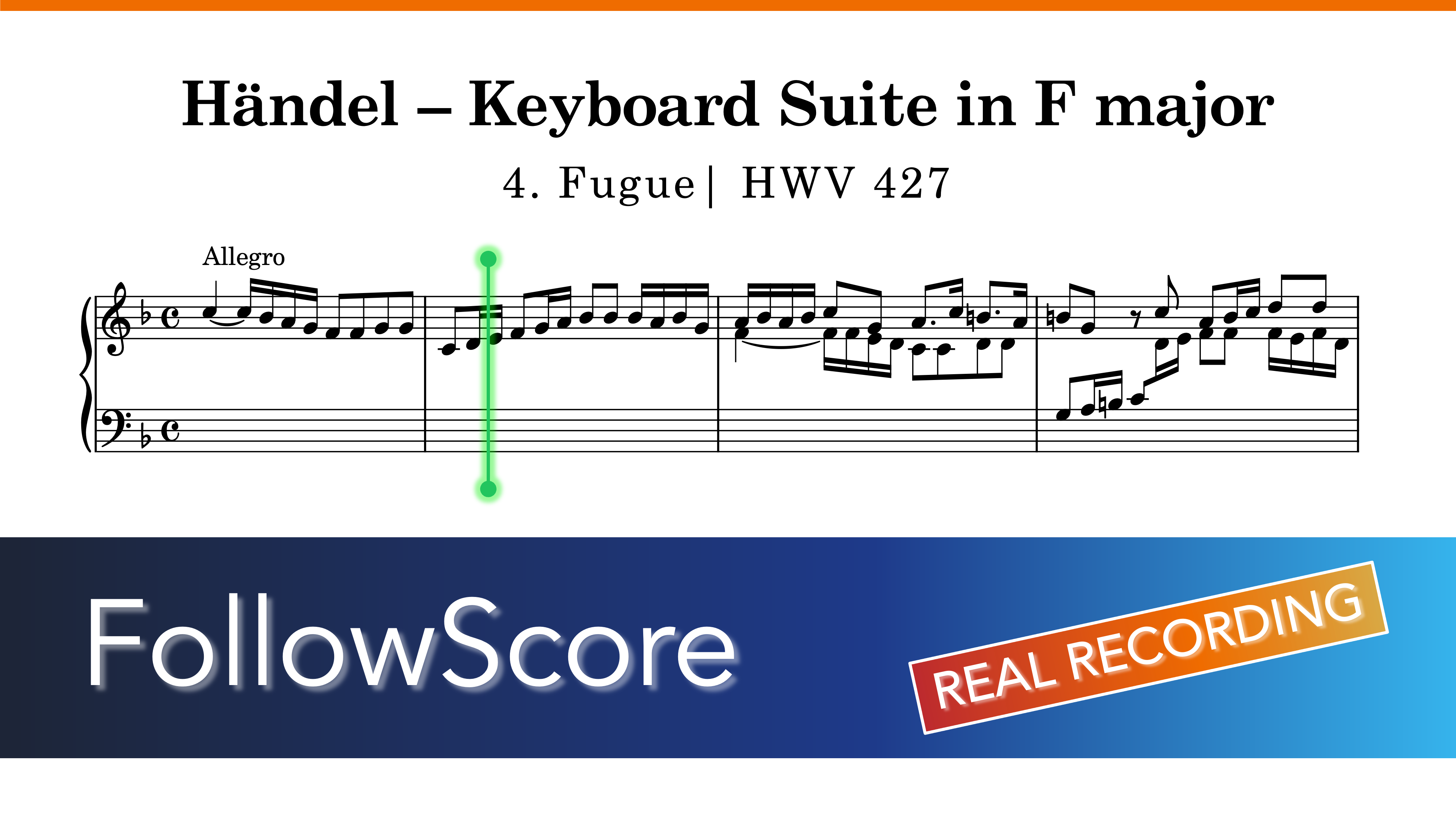 Keyboard Suite in F Major, HWV 427 — IV. Fugue — Piano