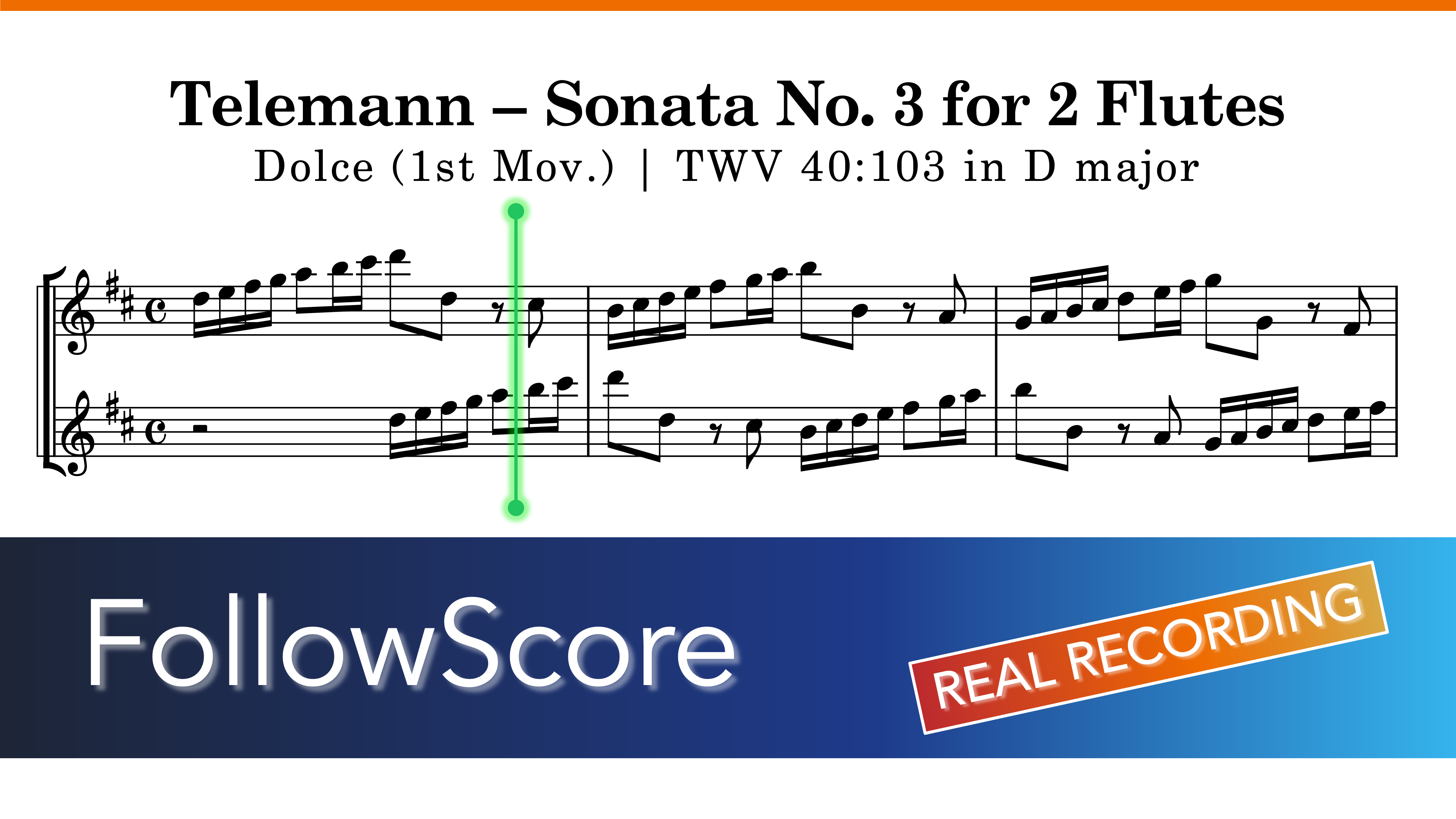 Sonata No. 3 for Two Flutes in D Major, TWV 40:103 — I. Dolce — Flute