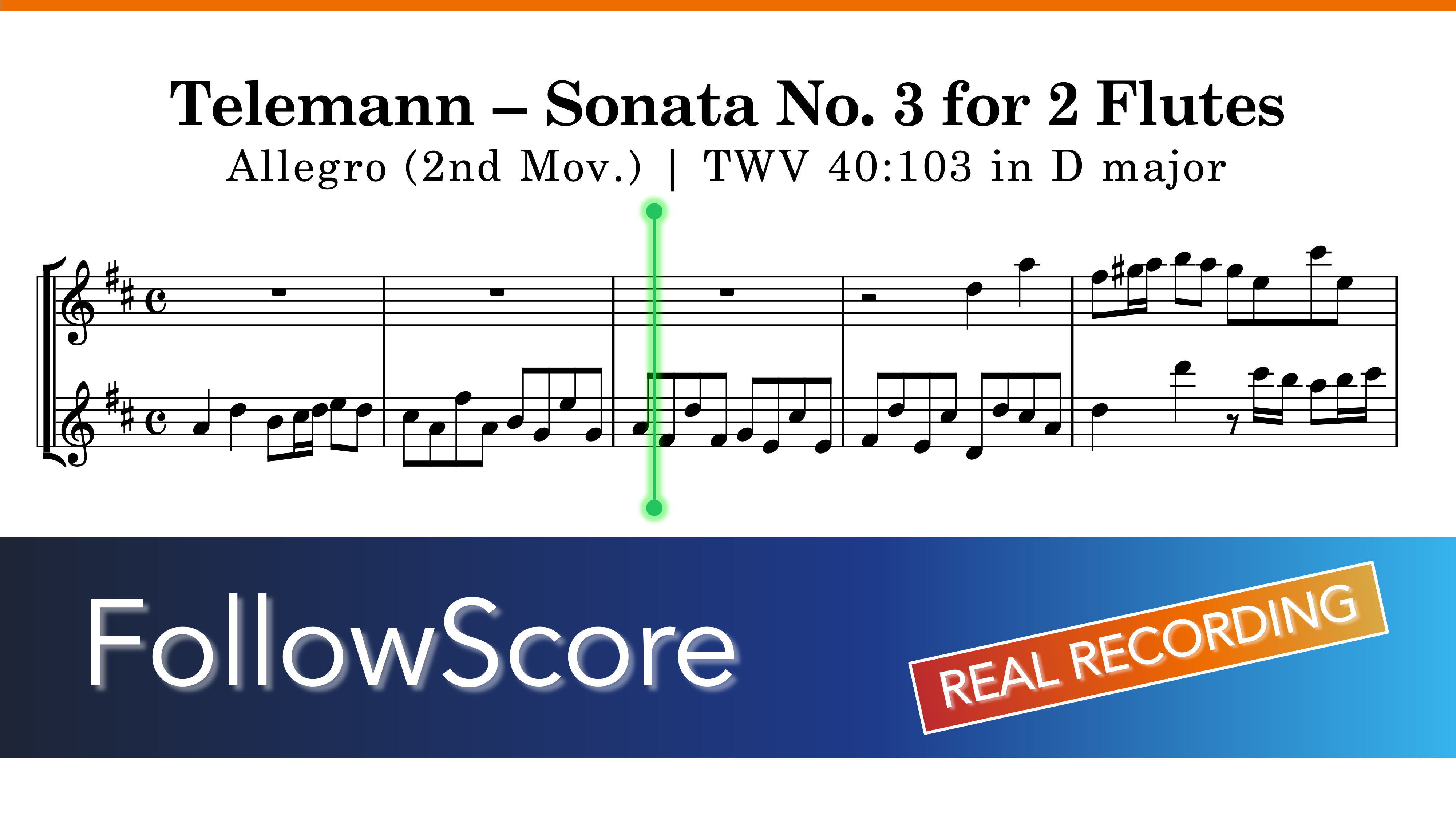 Sonata No. 3 for Two Flutes in D Major, TWV 40:103 — II. Allegro — Flute