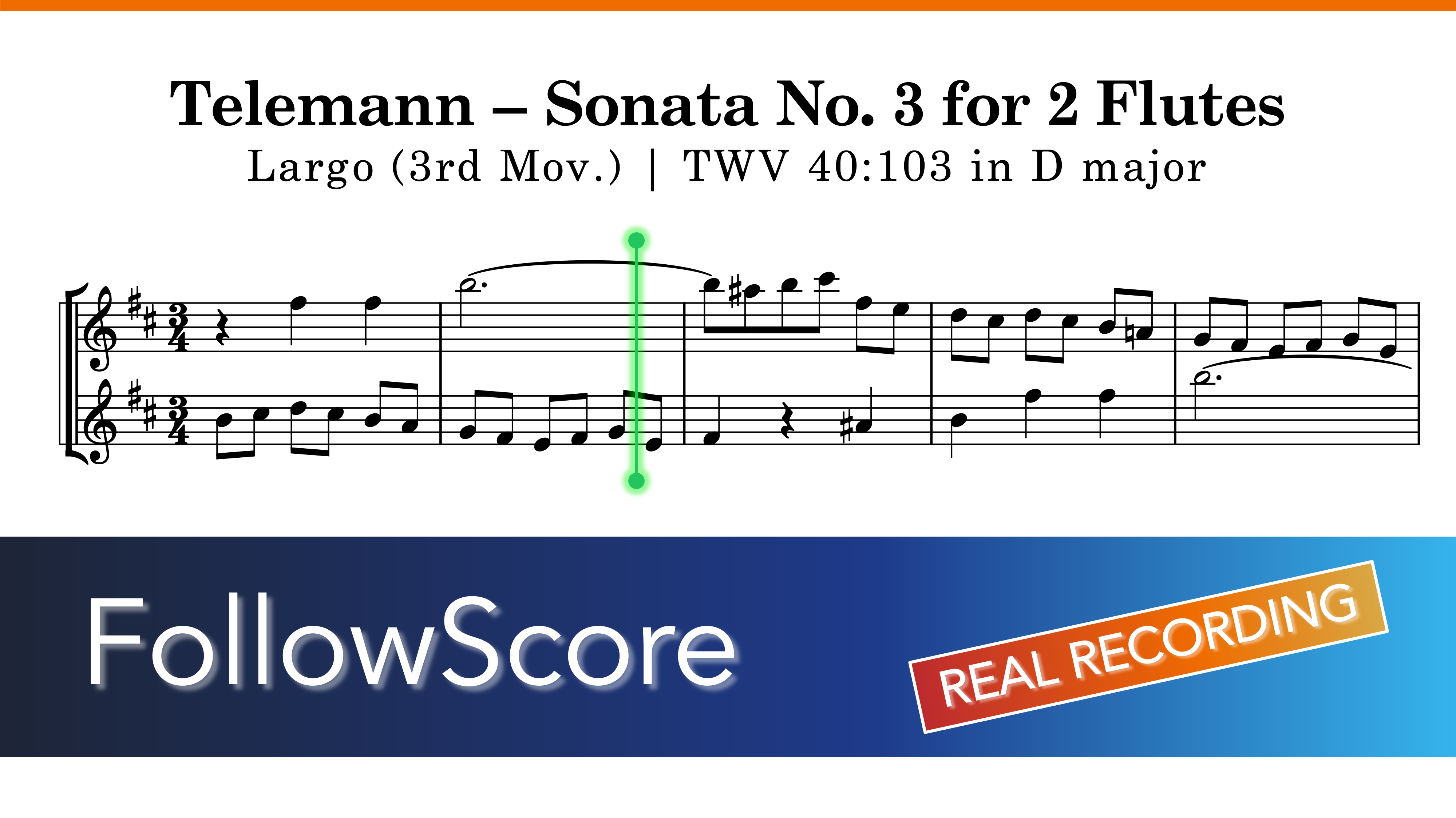 Sonata No. 3 for Two Flutes in D Major, TWV 40:103 — III. Largo — Flute