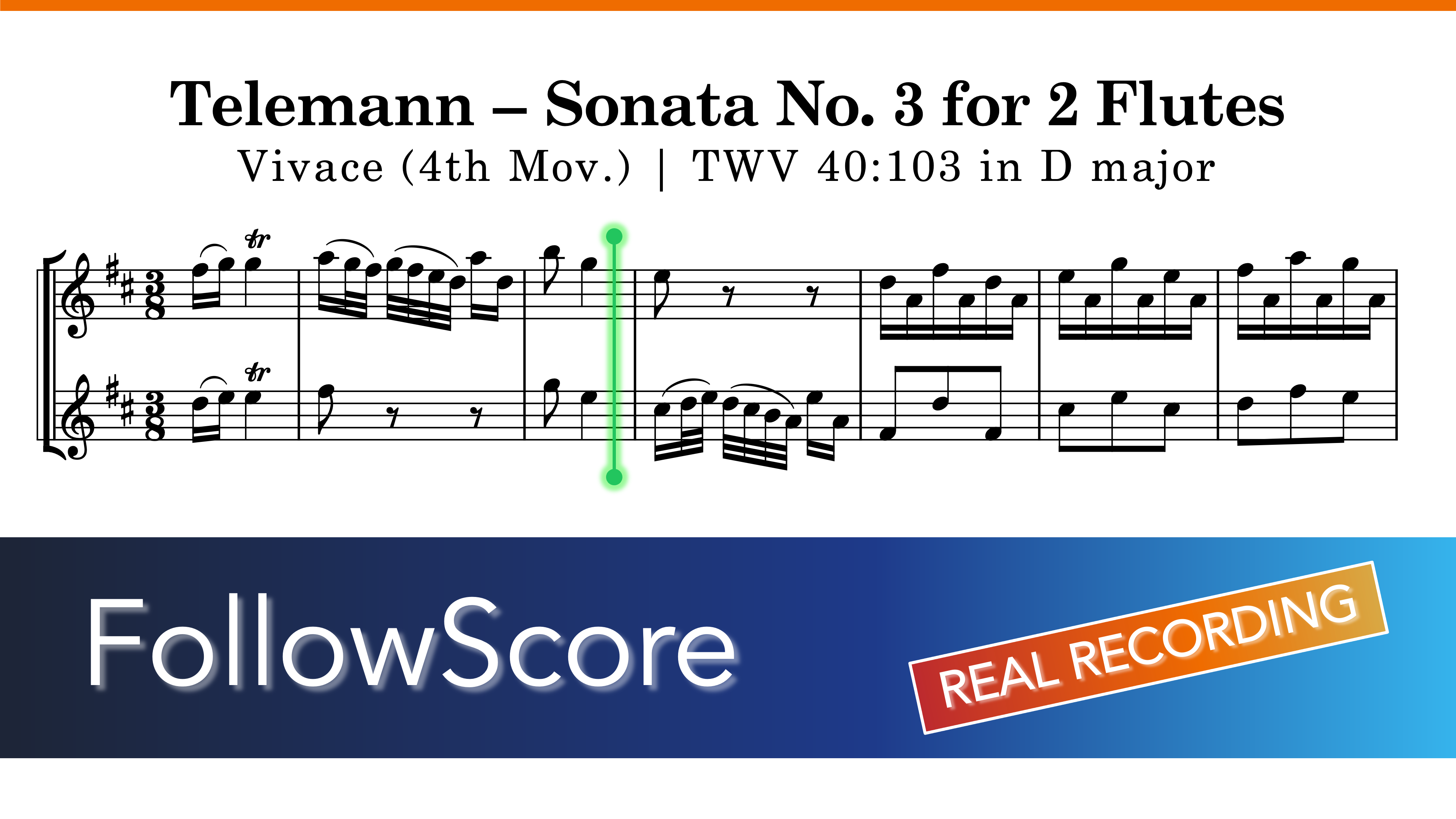Sonata No. 3 for Two Flutes in D Major, TWV 40:103 — IV. Vivace — Flute