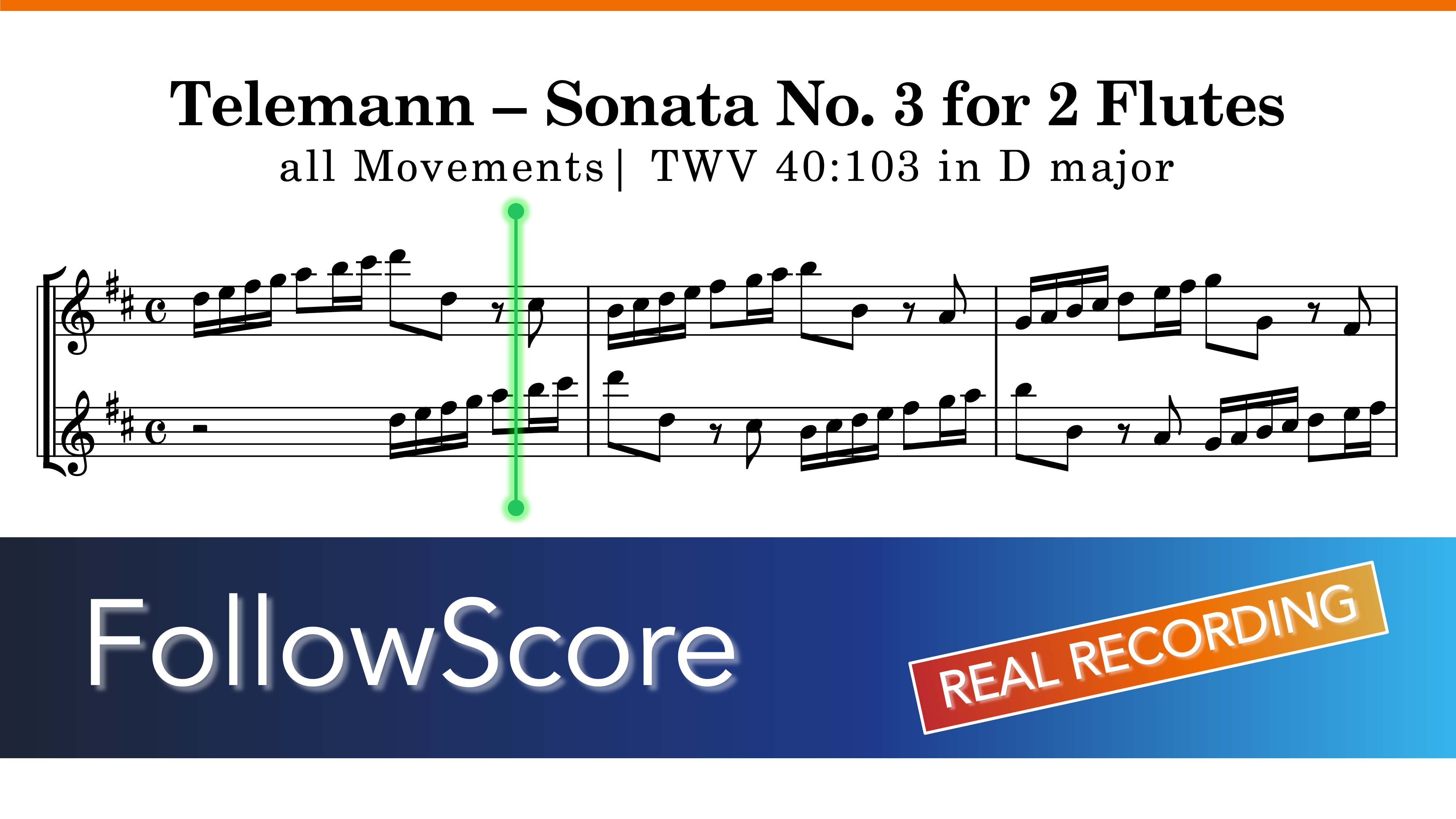 Sonata No. 3 for Two Flutes in D Major, TWV 40:103 — Complete Sonata — Flute
