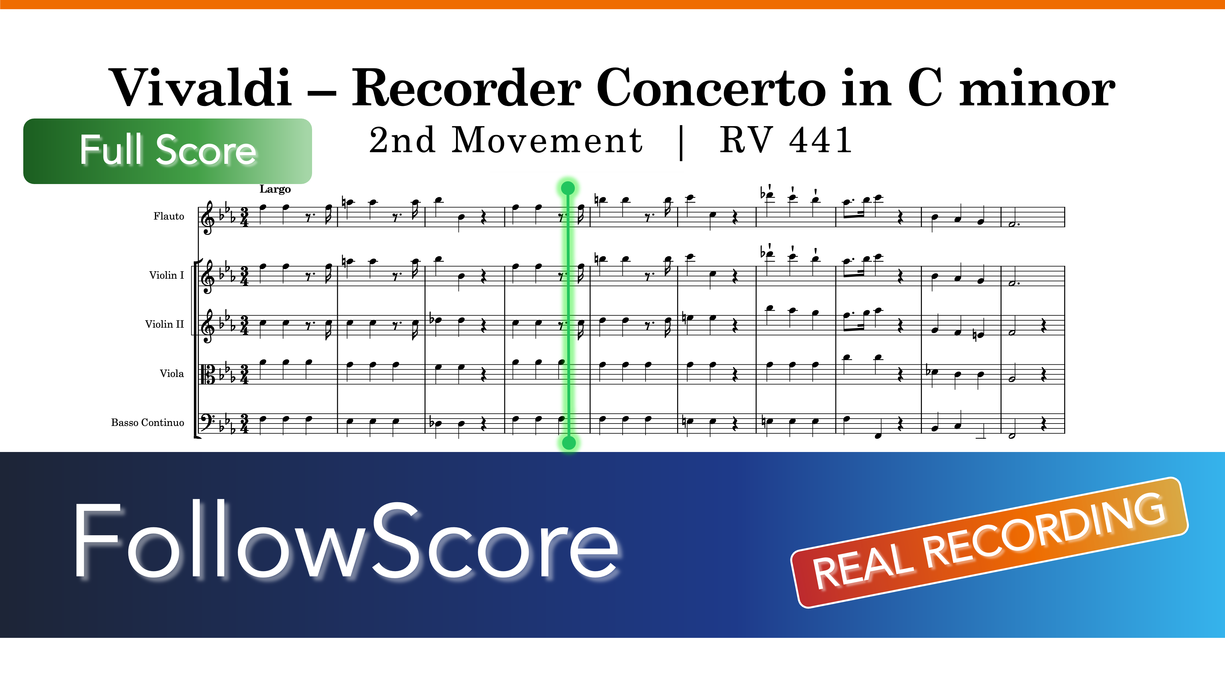 Recorder Concerto in C Minor, RV 441 — II. Largo — Recorder