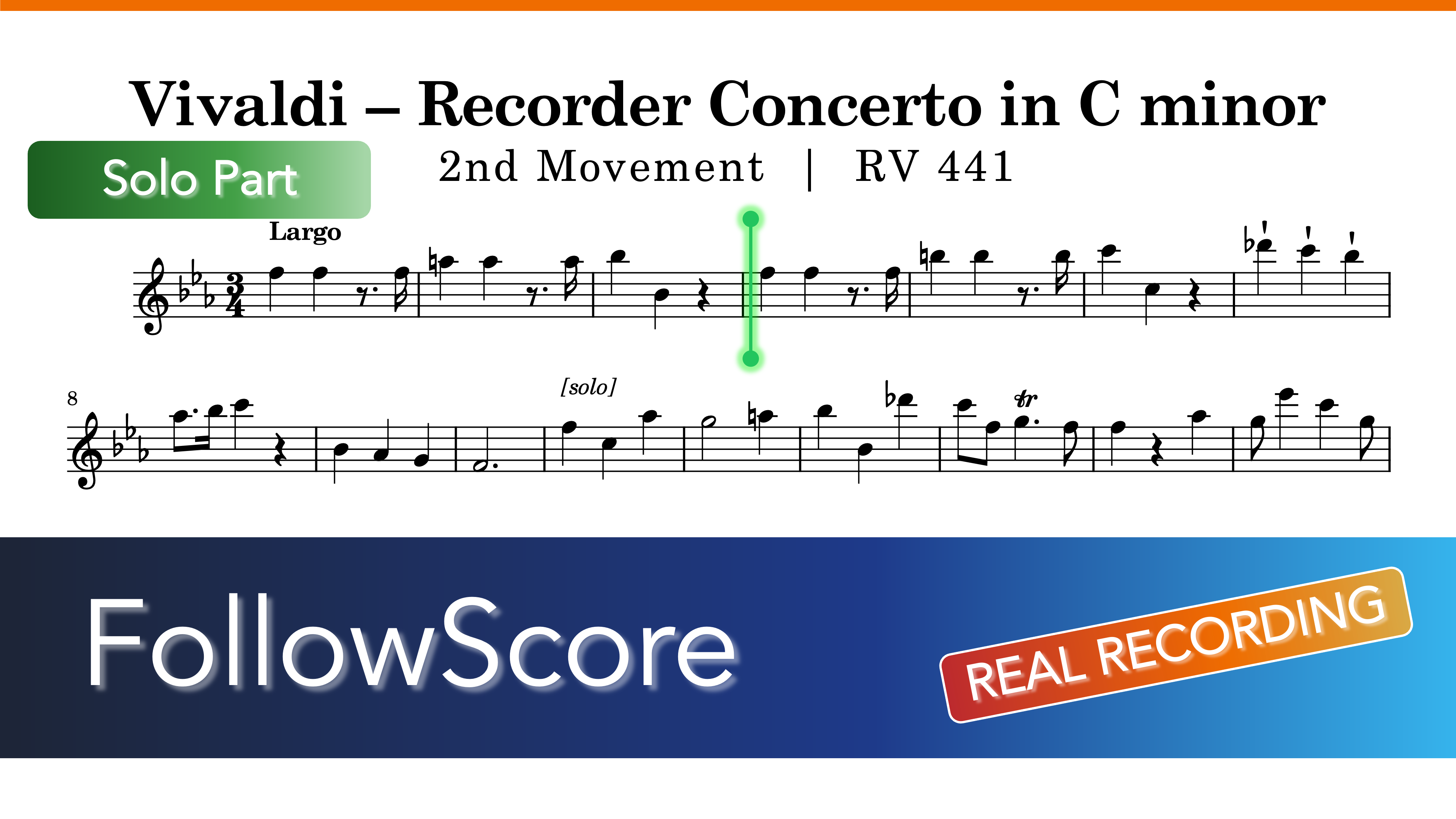 Recorder Concerto in C Minor, RV 441 — II. Largo — Recorder