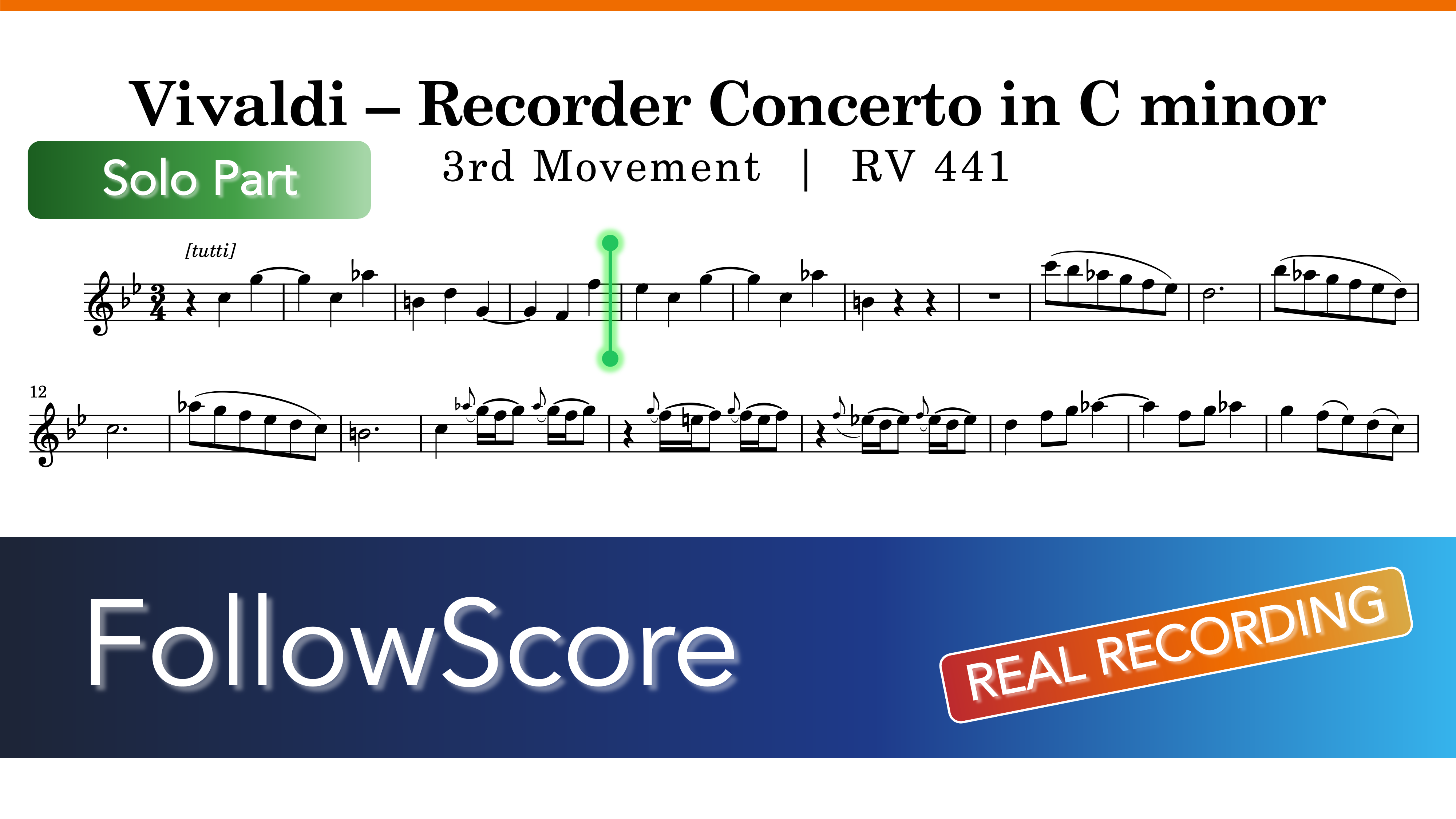 Recorder Concerto in C Minor, RV 441 — III. Allegro — Recorder