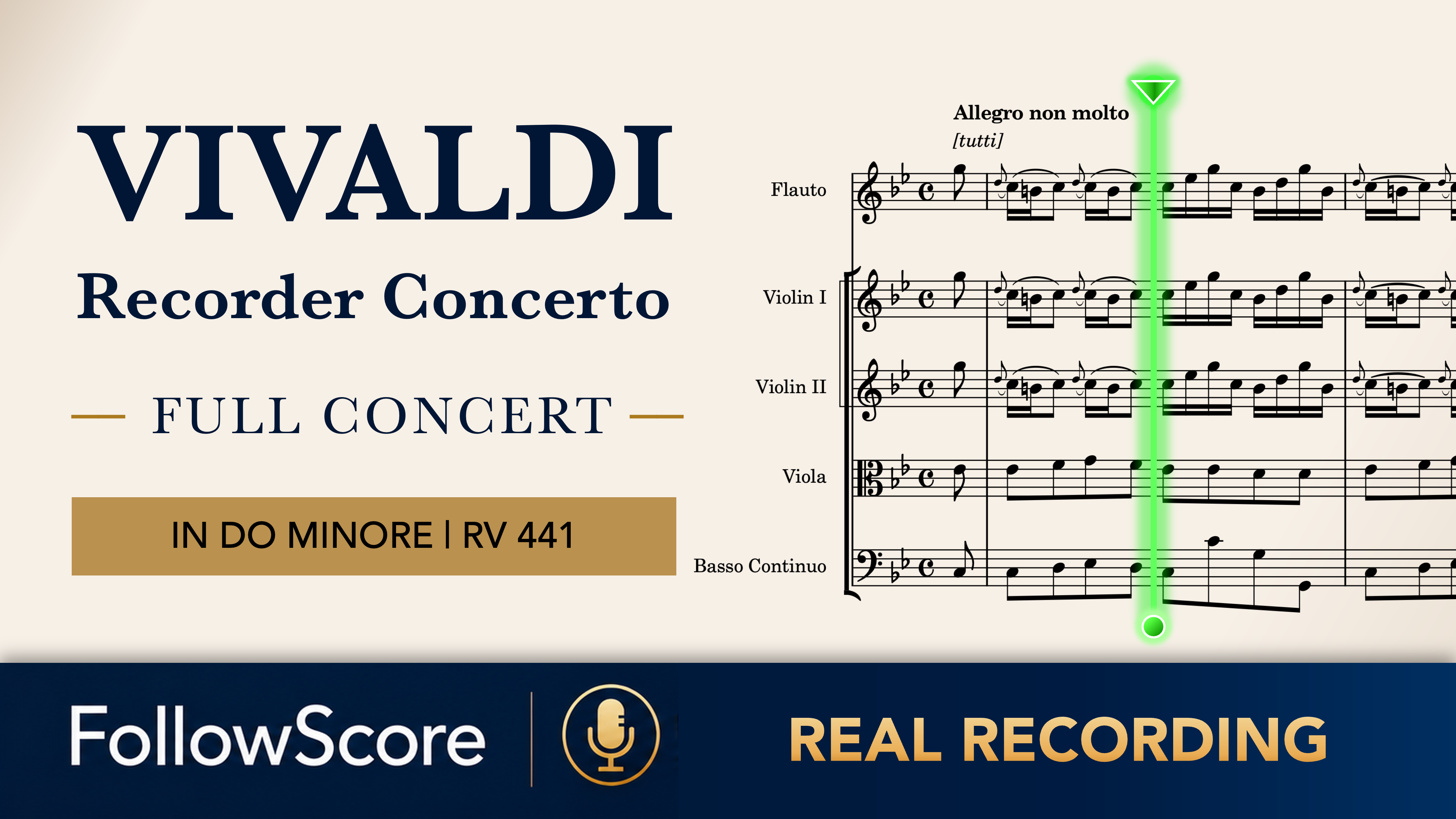 Recorder Concerto in C Minor, RV 441 — Complete Concerto — Recorder