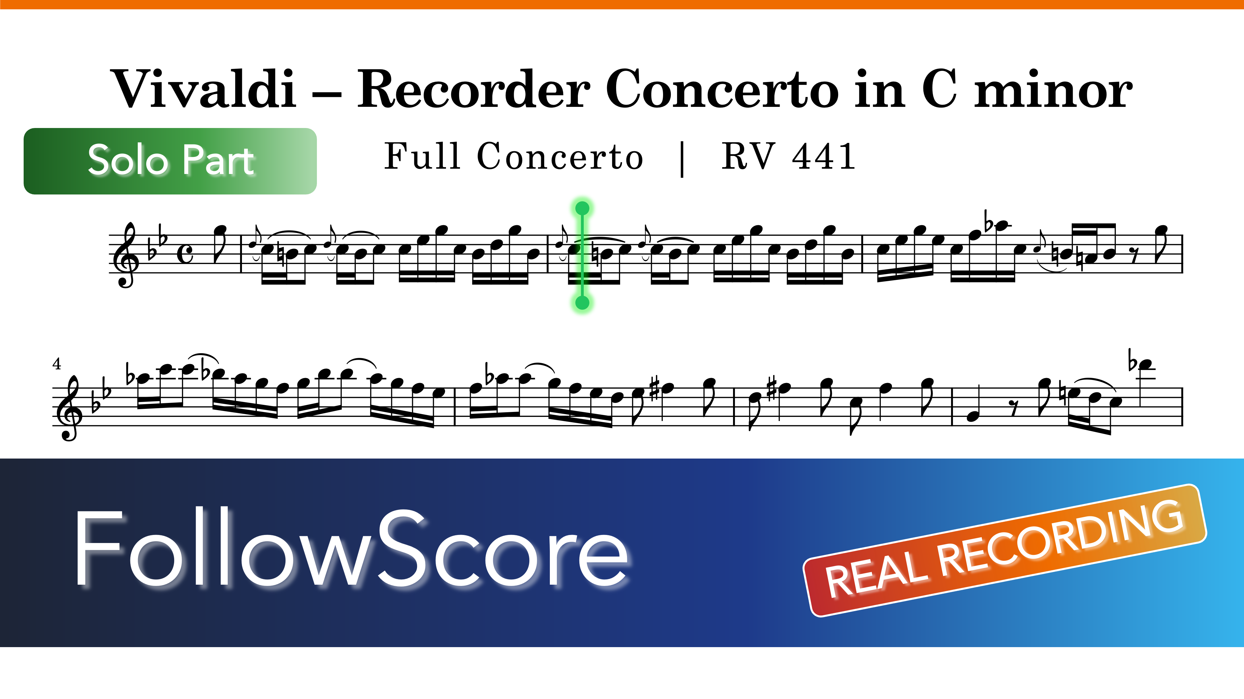 Solo Part: Recorder Concerto in C Minor, RV 441